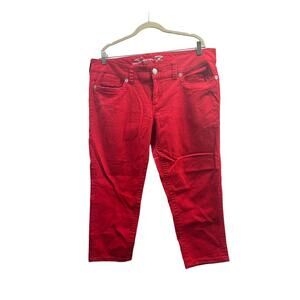 Seven7 Jeans Pants Womens Size 16 Red Low Rise Capri 5-Pocket Design Button Zip